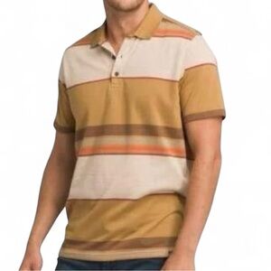 Prana Dominic Short Sleeve Organic Cotton Polo Brown Tan Size Small NWT